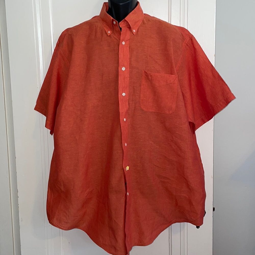 Daniel Cremiuex Collection orange linen short sleeve shirt